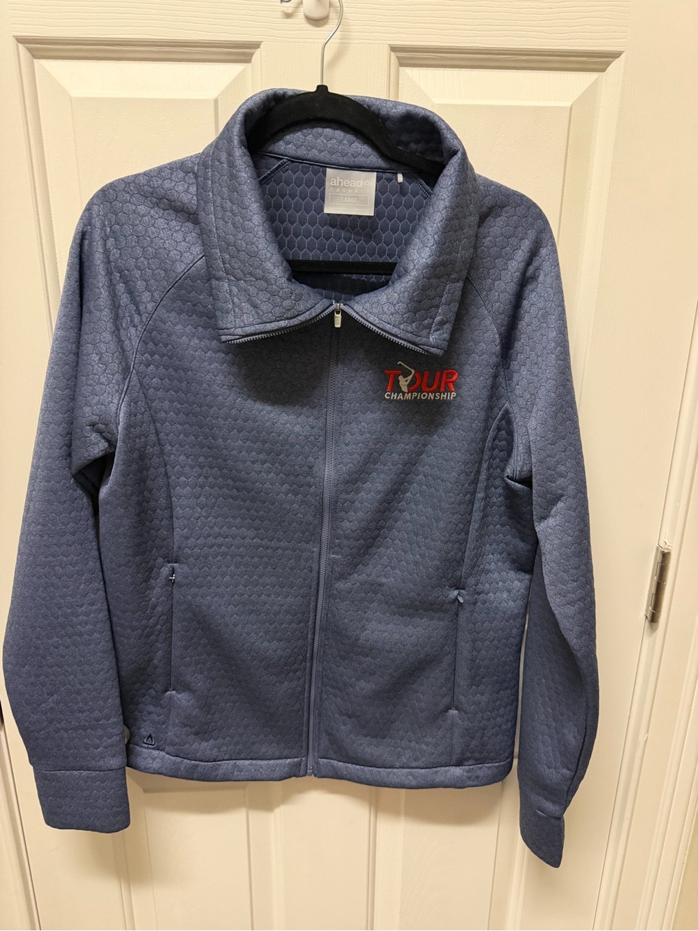 Ahead Tour Championship Blue Quilted Zip-Up Sweater